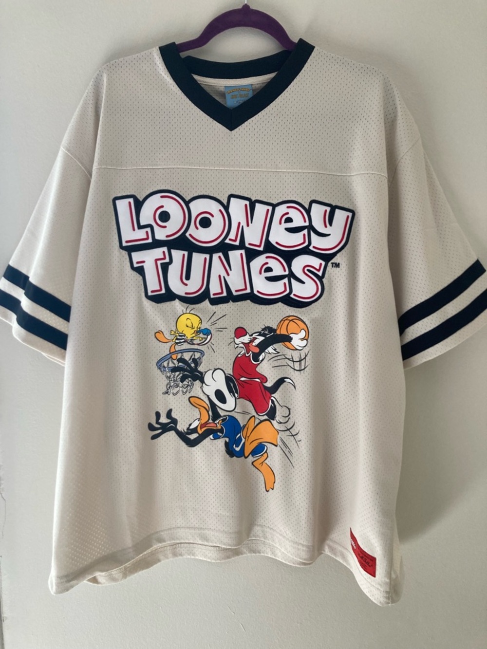 Warner Bros. Cream Looney Tunes Basketball Jersey with Black Trim